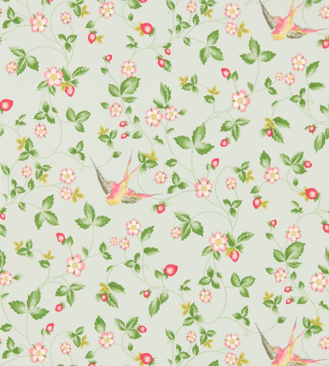 Wild Strawberry Wallpaper in Dove by Clarke & Clarke | Jane Clayton