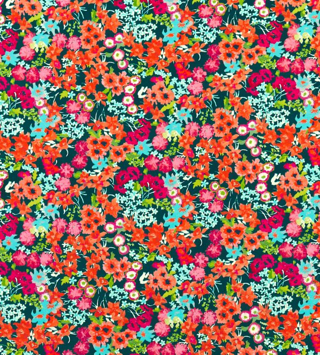 Wildflower Meadow Velvet Fabric in Carnelian/Aquamarine/Peridot by ...