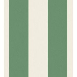 Awning Stripe Wallpaper in Green/Magnolia by Woodchip & Magnolia | Jane ...